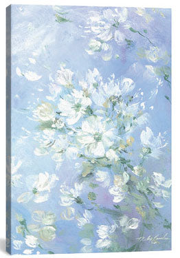 Canvas print of white flowers on a blue background