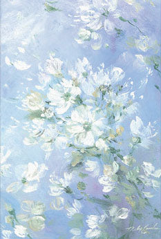 Floral design with white flowers on a light blue background