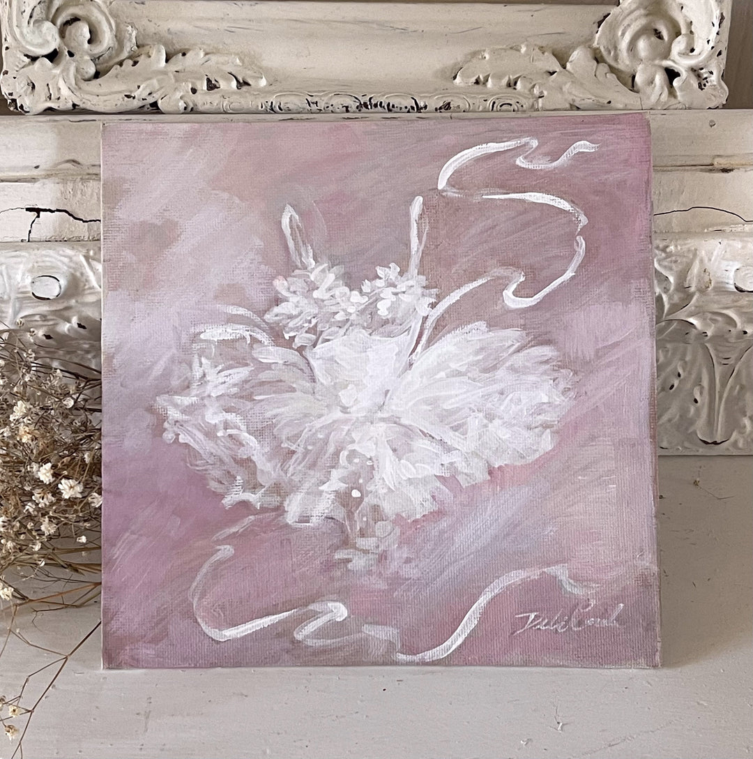 "Tutu in White" Canvas Shabby Chic Original Painting by Debi Coules