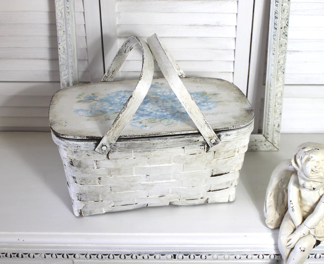 Shabby Chic Vintage Basket Blue Romantic Cottage by Debi Coules