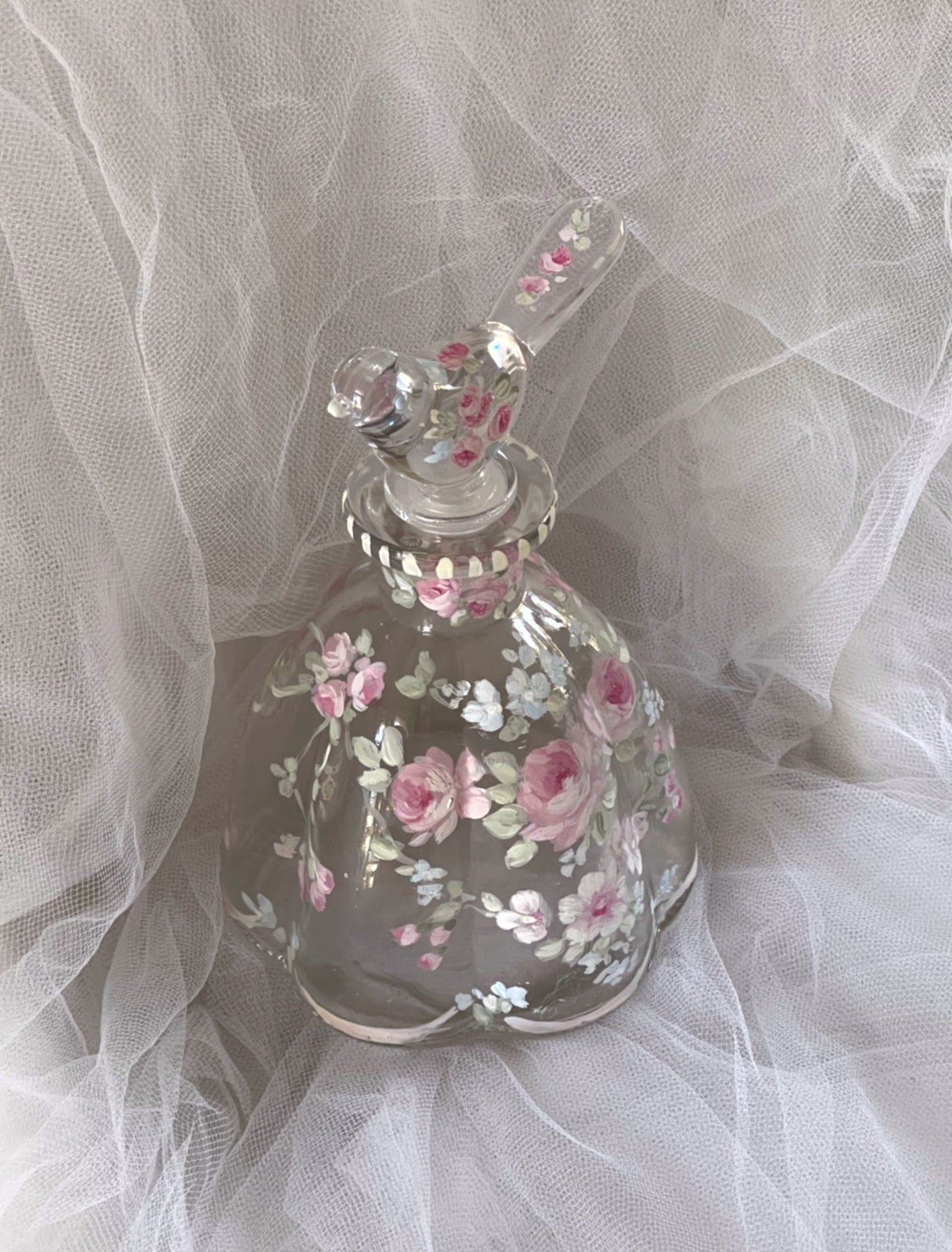 Painted Rose Square Perfume Bottle Romantic Floral Shabby Chic 