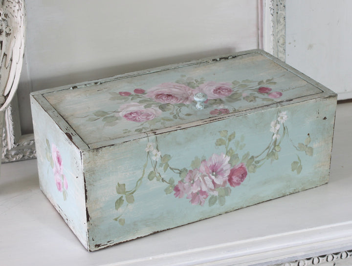 Vintage Romantic Cottage Wood Roses Keepsake  Box Shabby Chic by Debi Coules