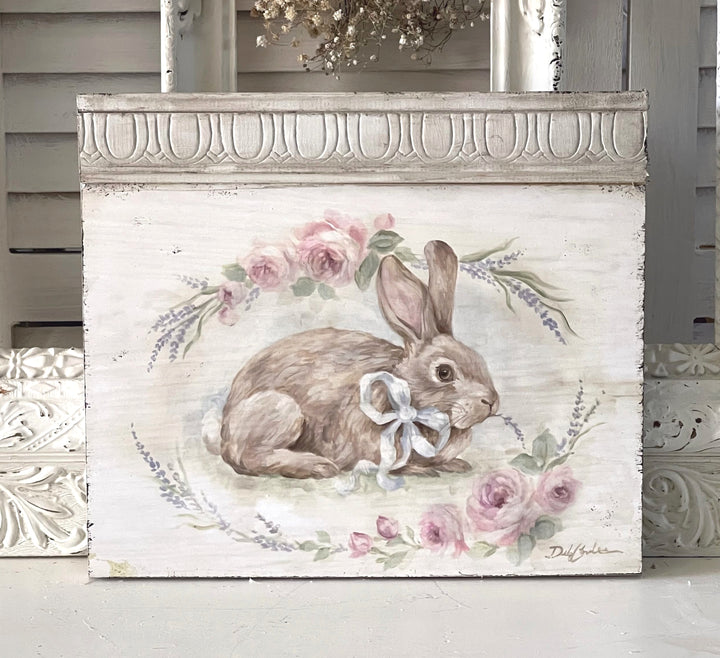 Shabby Chic Bunny with Roses and Lavender Easter by Debi Coules