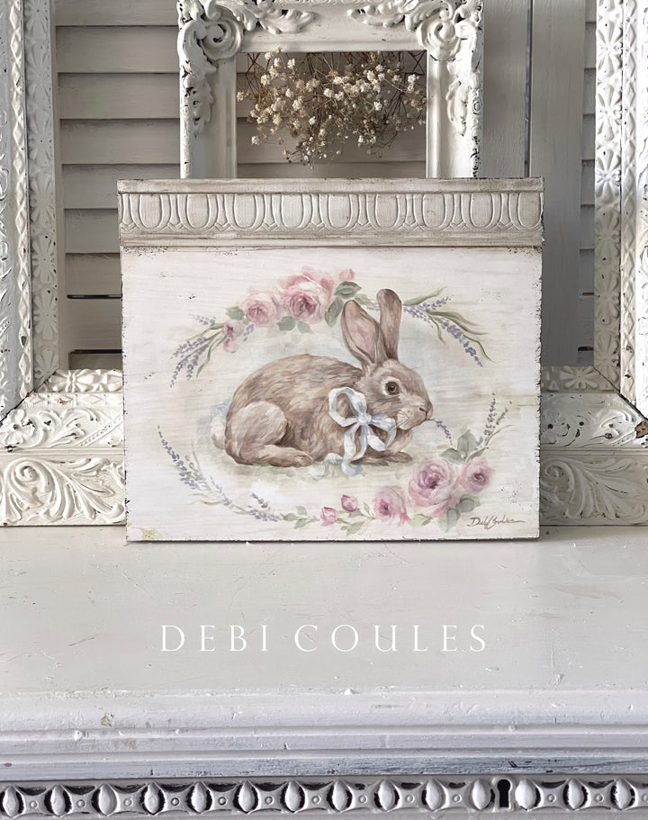 Shabby Chic Bunny with Roses and Lavender Easter by Debi Coules
