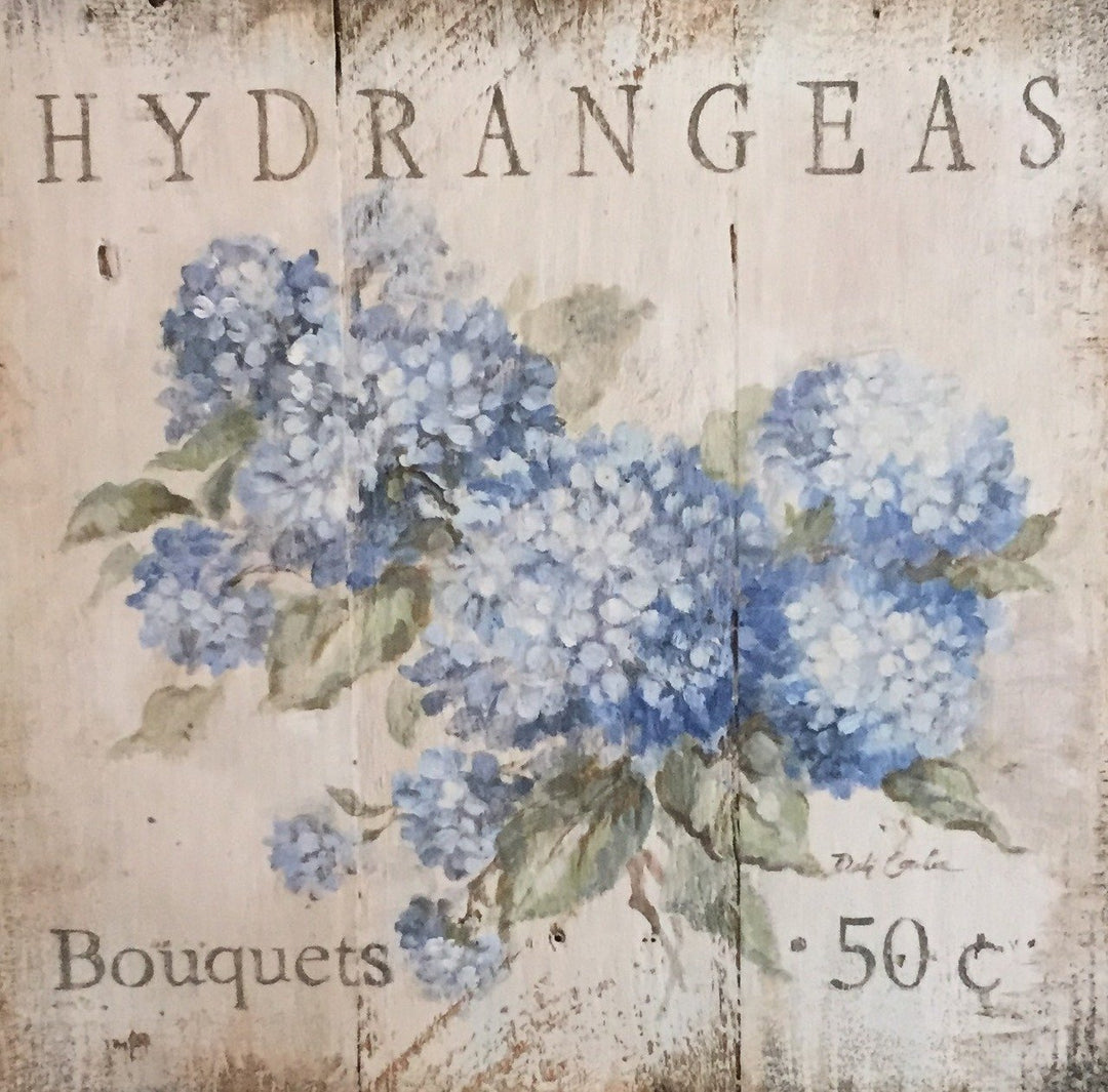 "Hydrangeas 50 Cents" Framed Wood Print