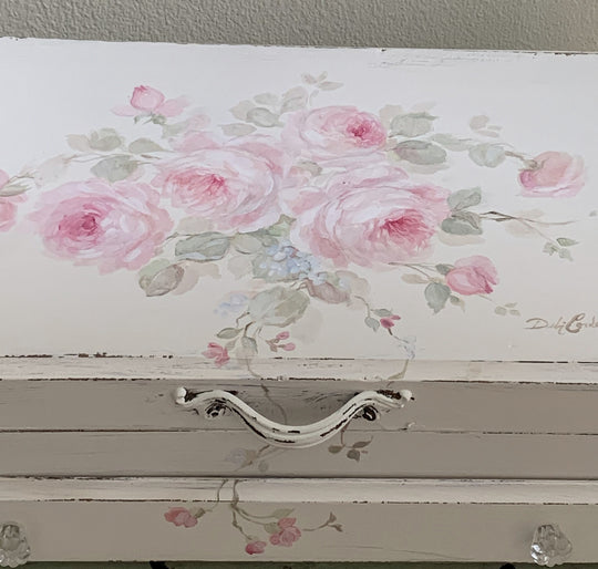 Romantic Vintage Large Shabby Chic Pink Roses Jewelry Keepsake Box wit ...