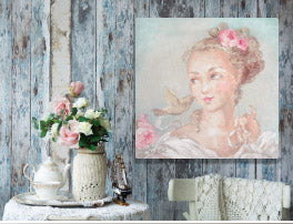 "French Lady with Bird" Canvas Print