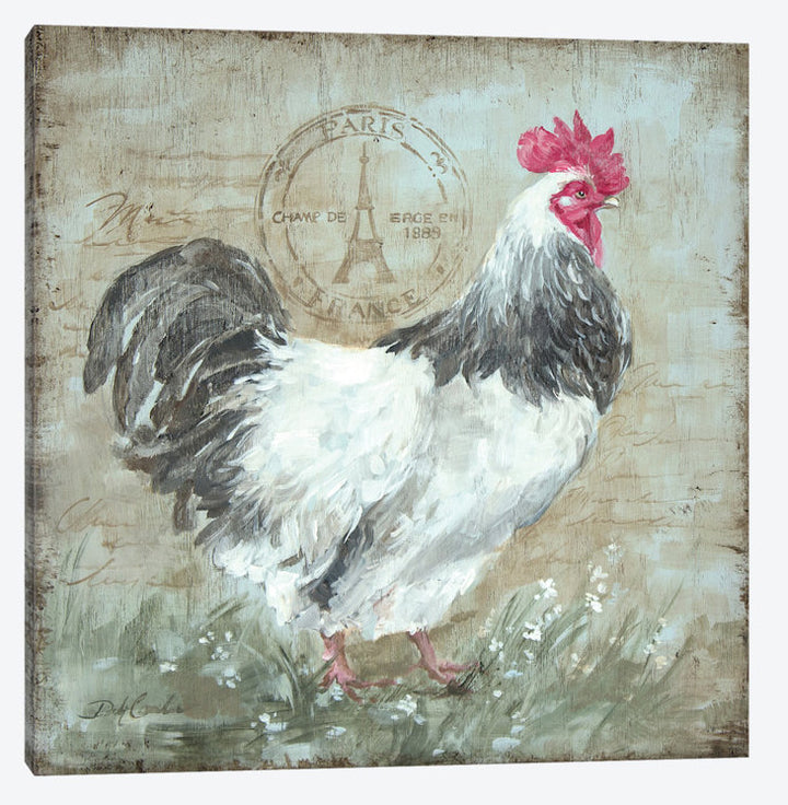 "Parisian Postmarked Rooster II" Canvas Prin