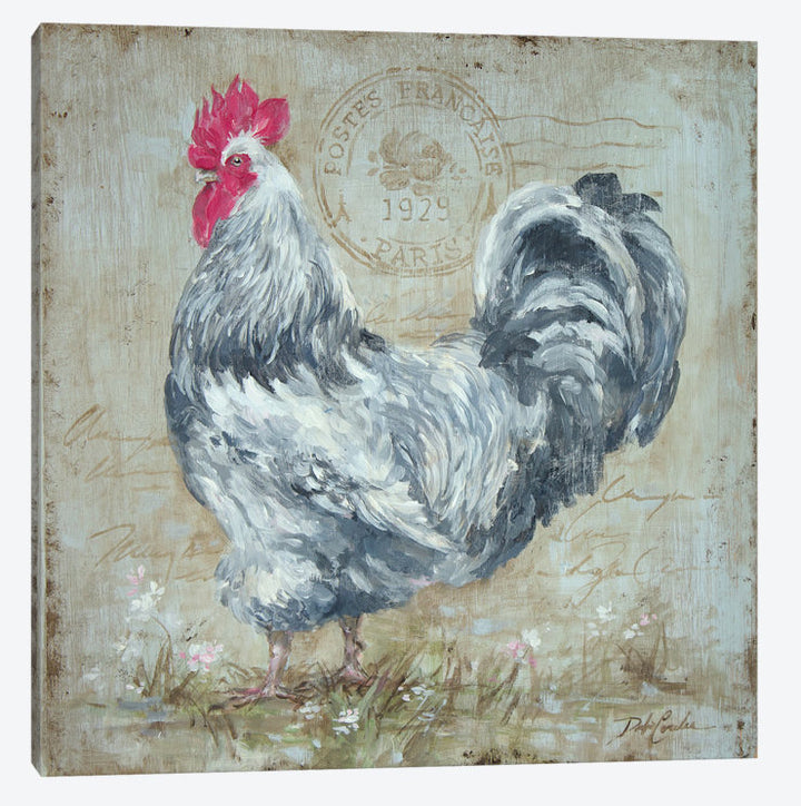 "Parisian Postmarked Rooster I" Canvas Print