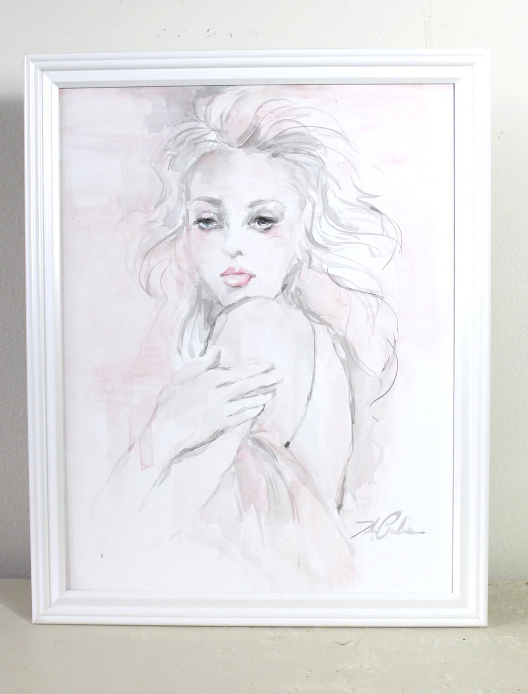 Shabby Chic Romantic Watercolor Woman Painting by Debi Coules