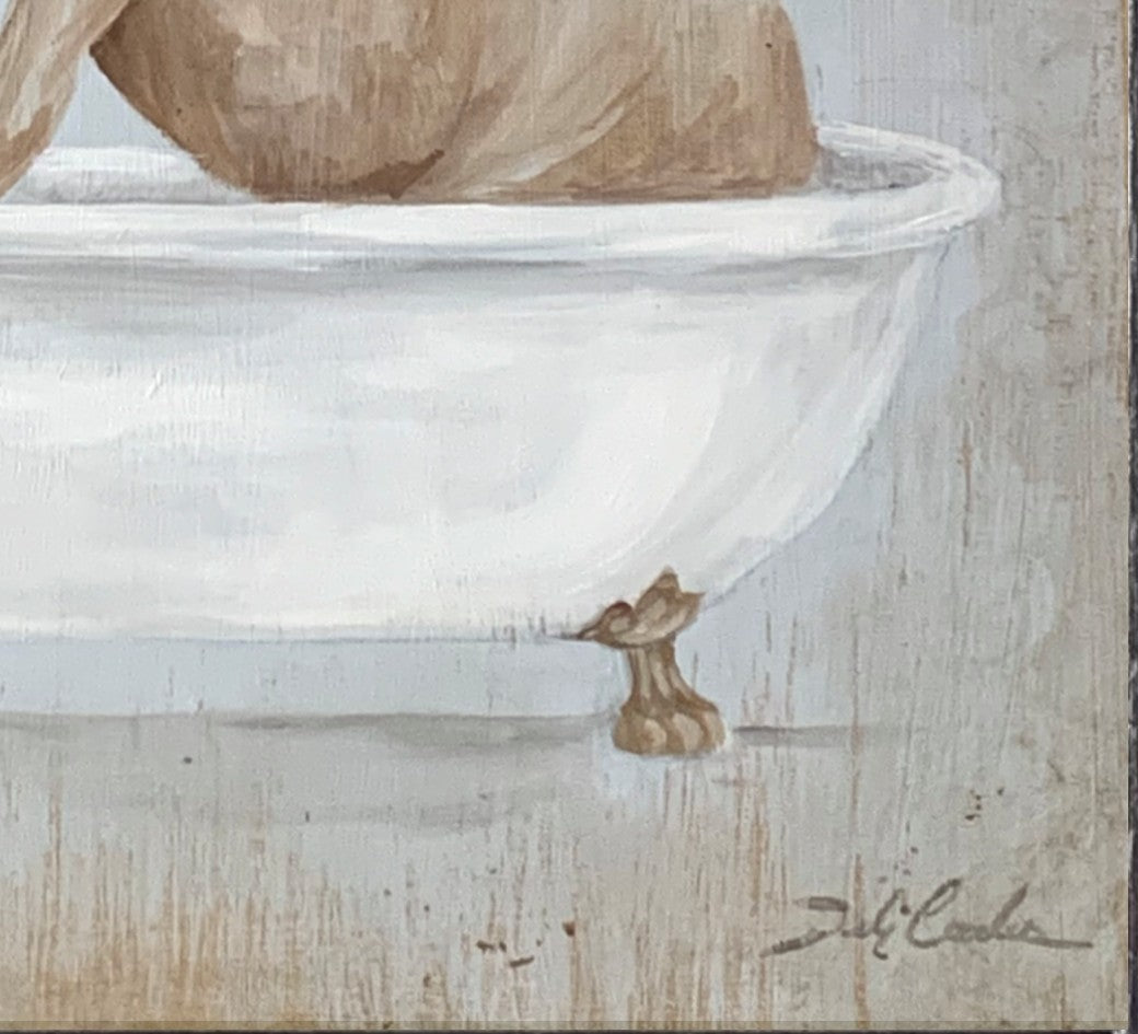 "Horse In A Tub" Framed Wood Print