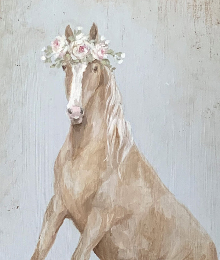 "Horse In A Tub" Framed Wood Print
