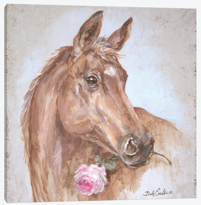"Horse with Rose" French Farmhouse Canvas Prints