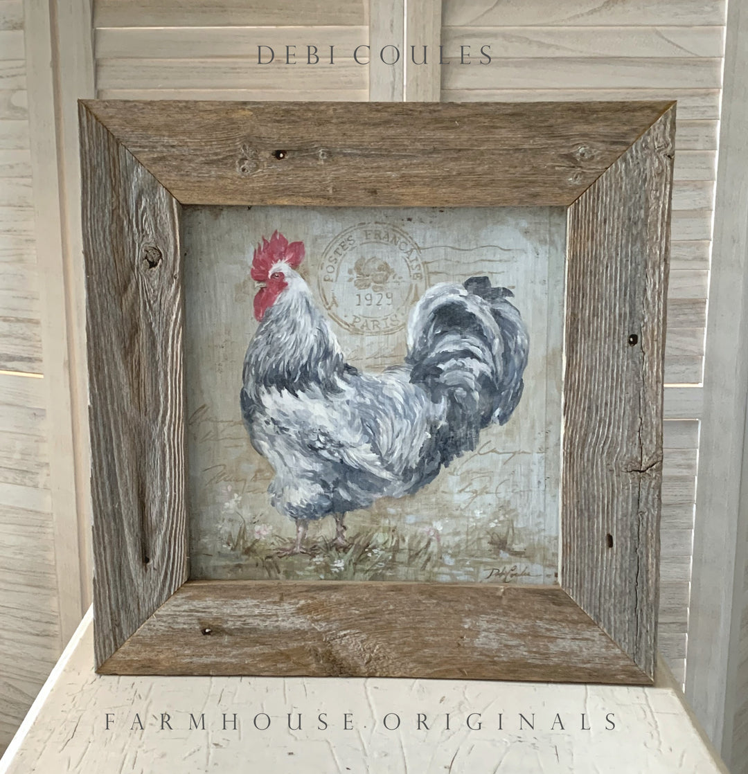 "Parisian Postmark Rooster I" Original Painting by Debi Coules