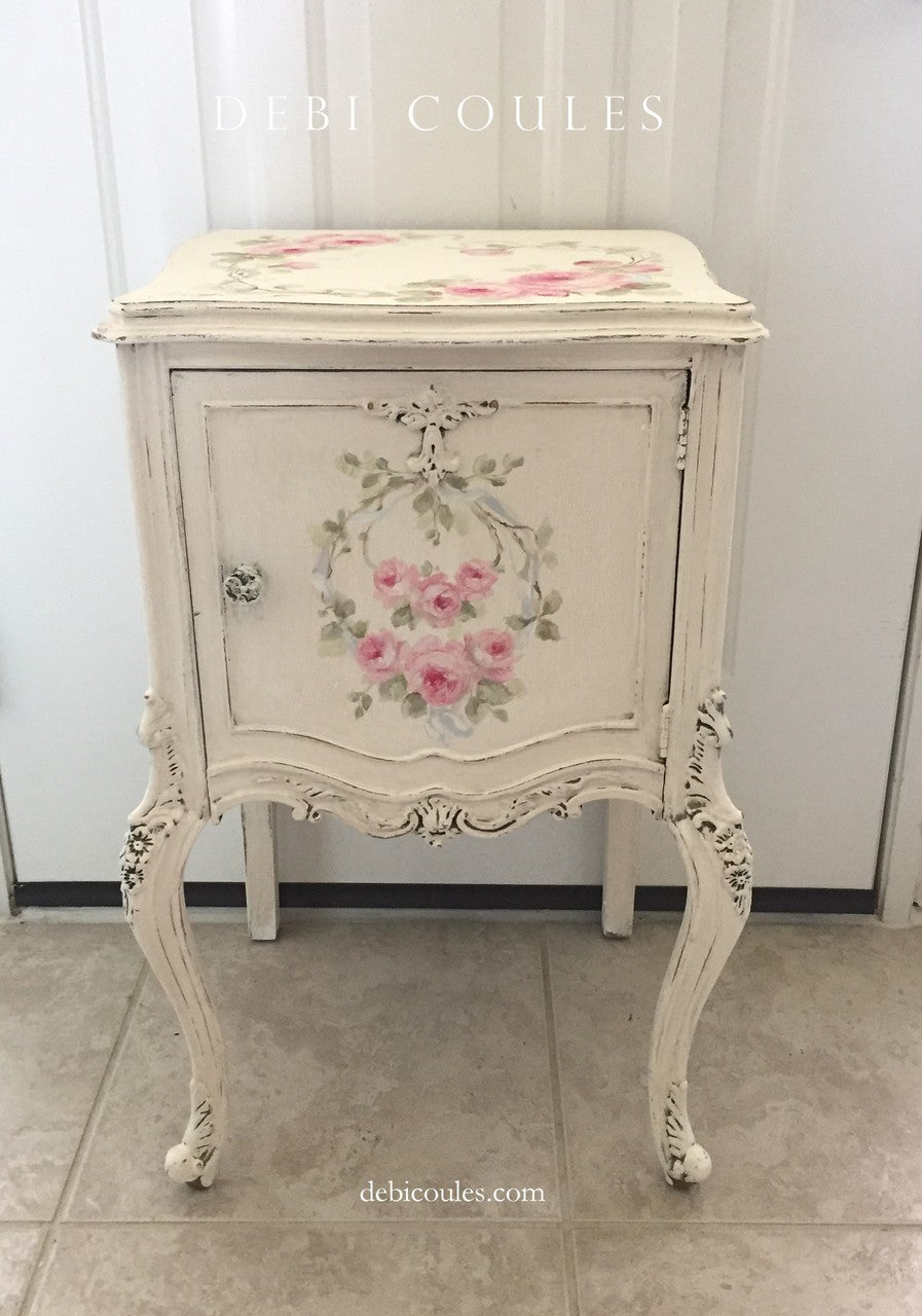 Shabby Chic Antique Cabinet with Roses by Debi Coules