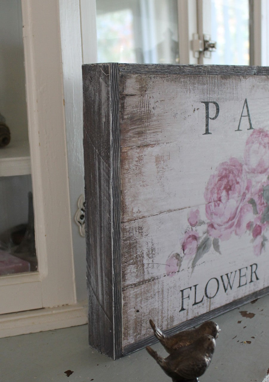 "Paris Flower Market" Barnwood Framed Wood Print