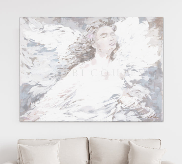 Shabby Chic Angel To the Light by Debi Coules Fine Art Canvas Print Romantic Cottage Modern Angel