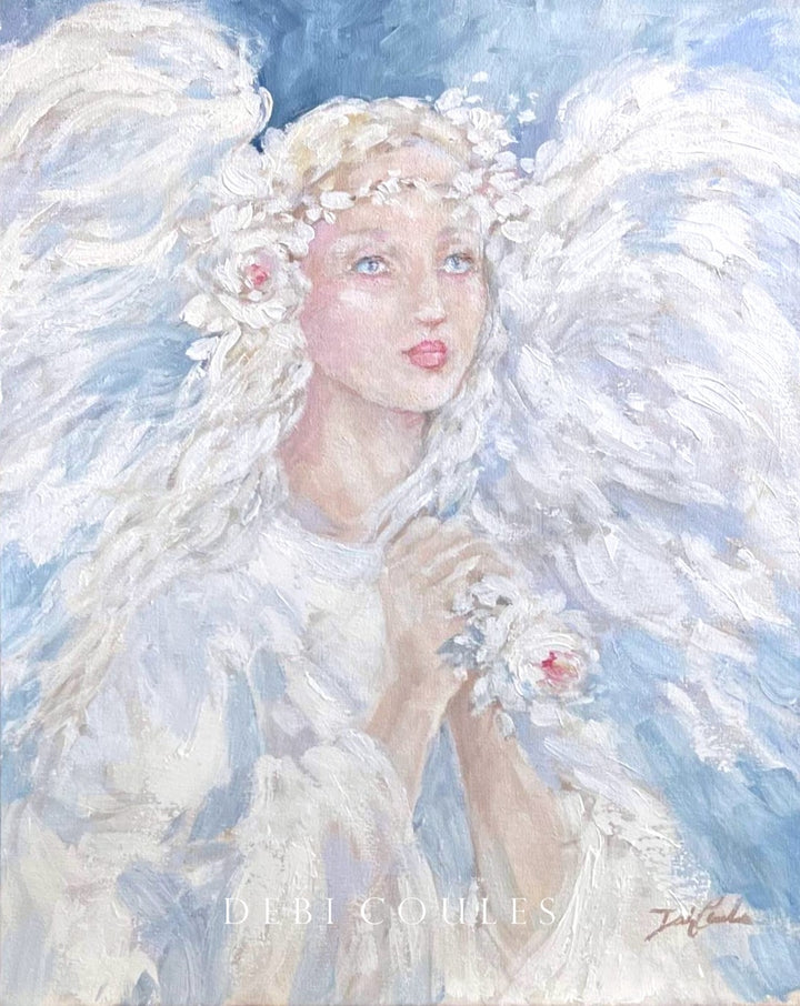 Original Angel Painting "To The Light" by Debi Coules