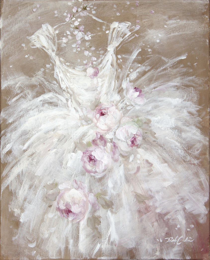 "Tutu in White with Roses" Canvas