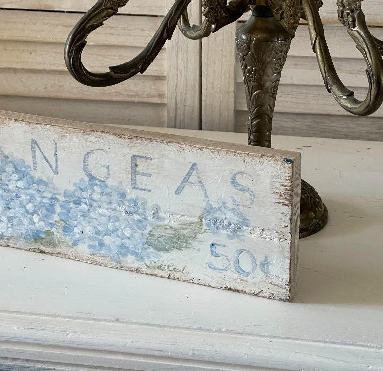 Shabby Chic Blue Hydrangea Sign Romantic Cottage Original by Debi Coules