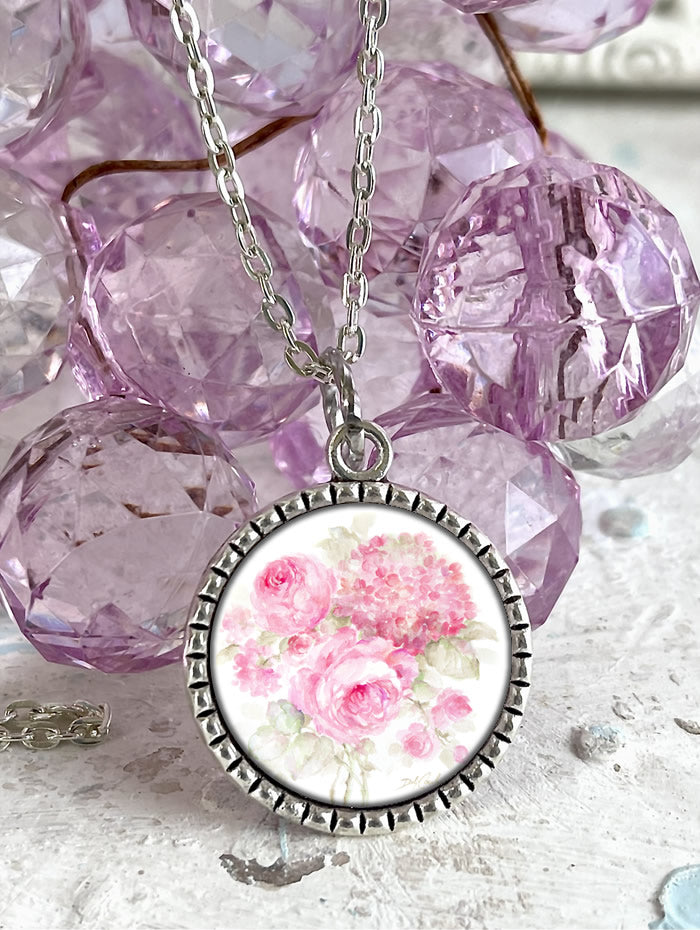 "Roses & Hydrangeas" Necklace By Debi Coules
