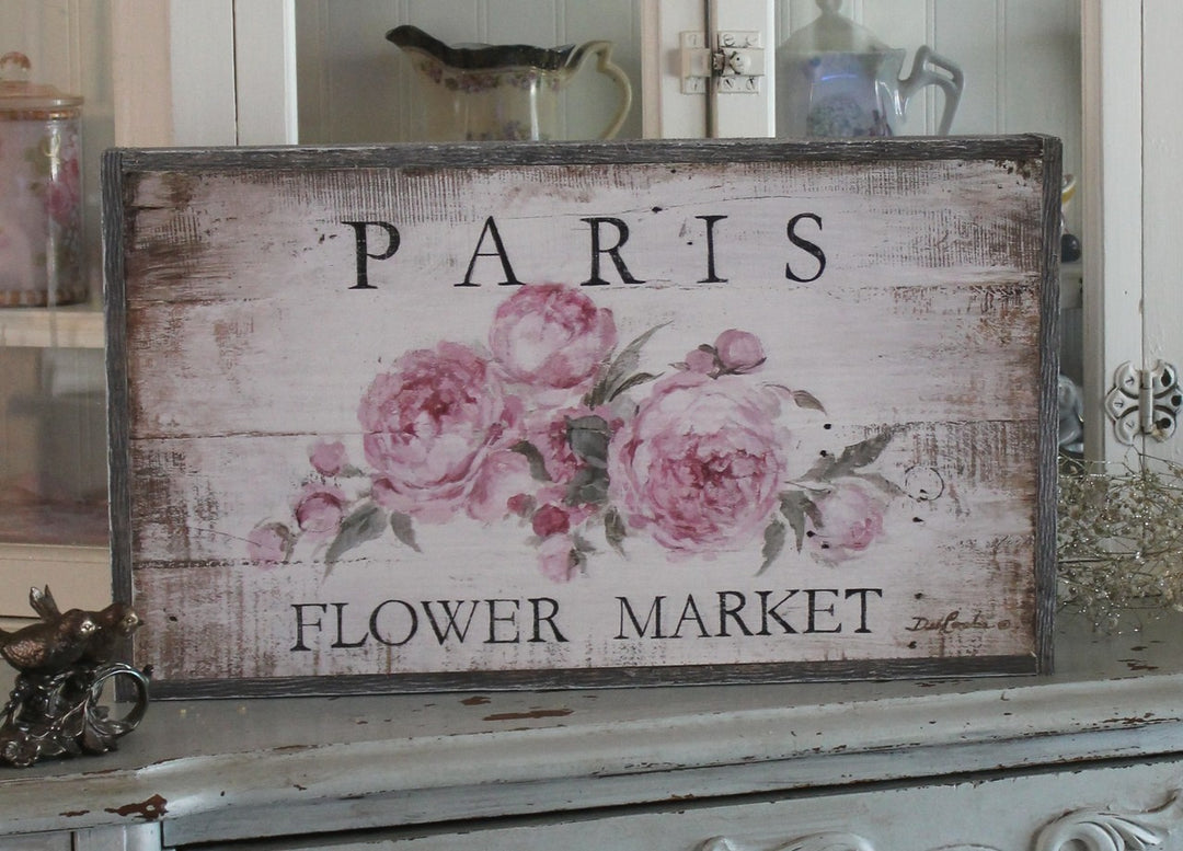 "Paris Flower Market" Barnwood Framed Wood Print