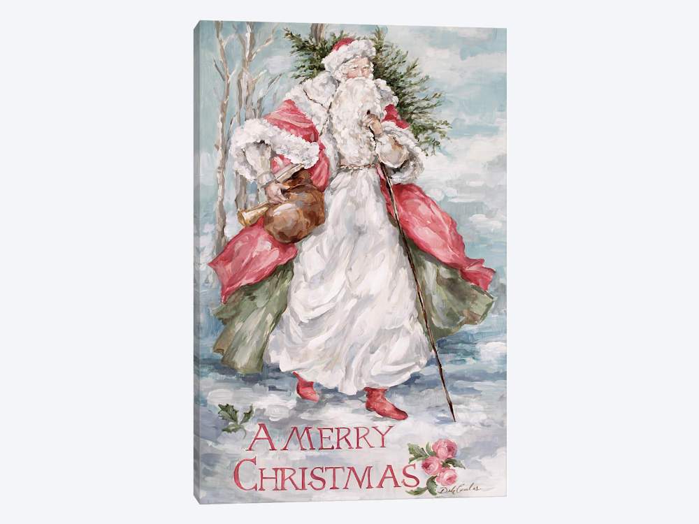 Vintage Christmas Santa Art Canvas Print Side View