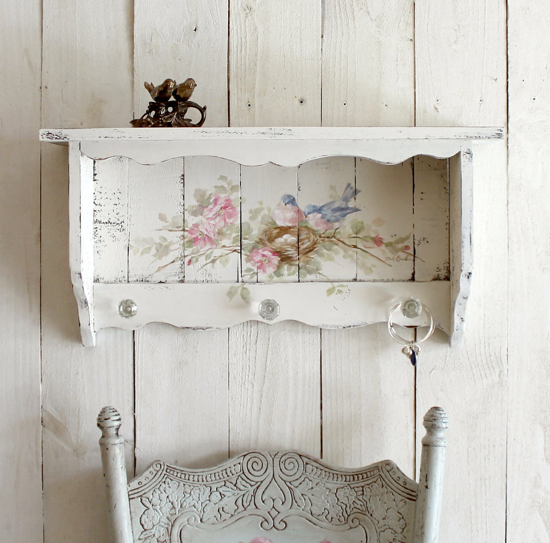Custom Decorative Shabby Chic Vintage Bluebird Shelf