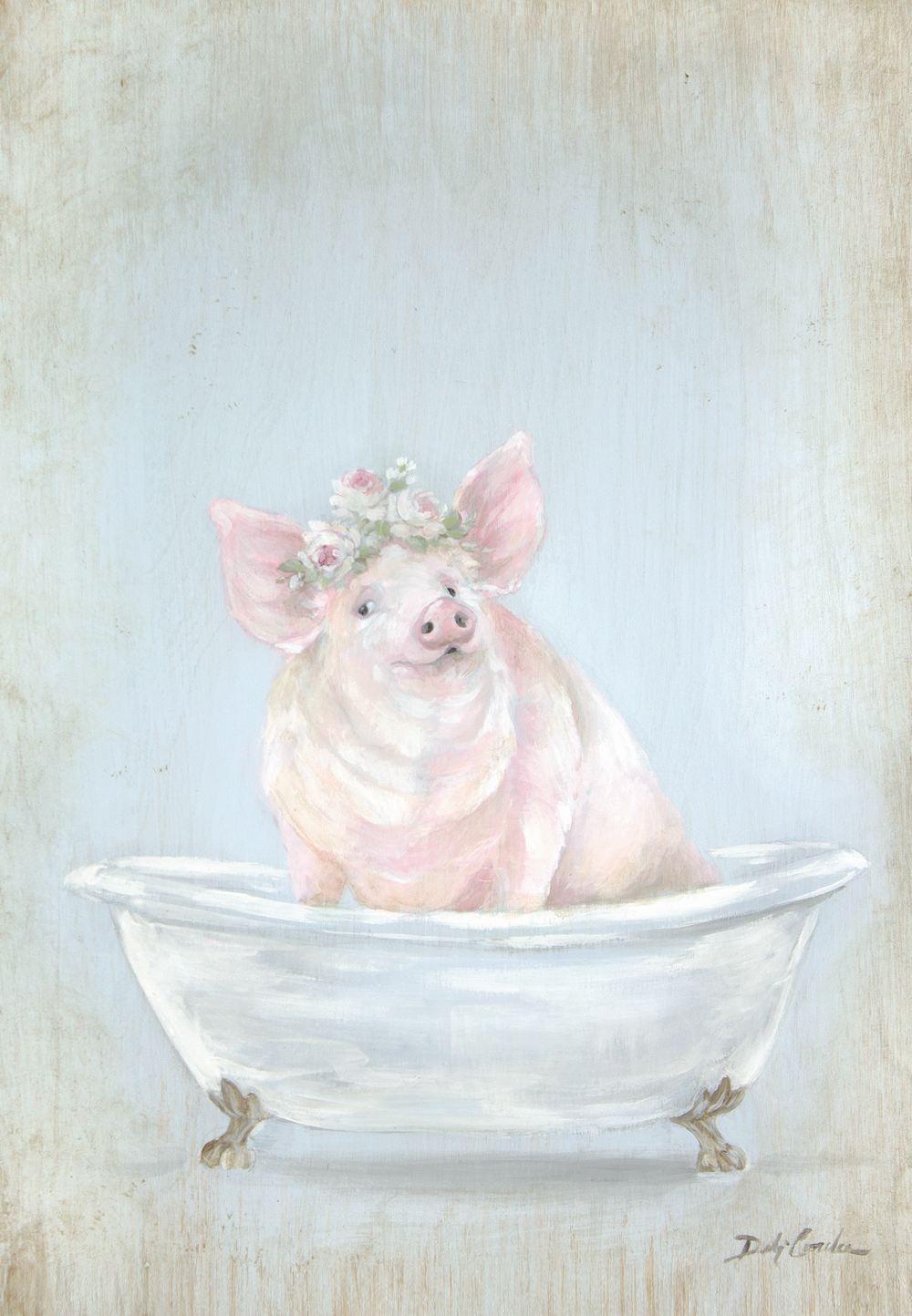 "Pig In A Tub" Canvas Print